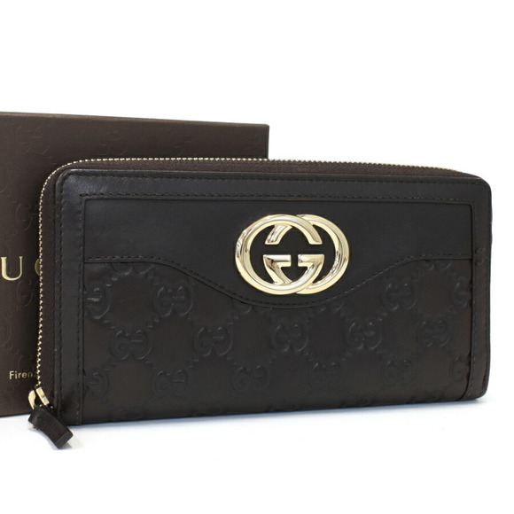 Gucci Sukey GG Long Brown Wallet Zip Interlocking ssima - Picture 1 of 8